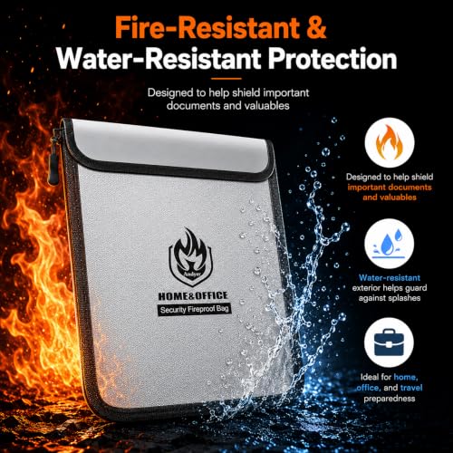 Andyer 4 Pack Fireproof Document Bags (5200℉), Waterproof Document Holder - color: Gray