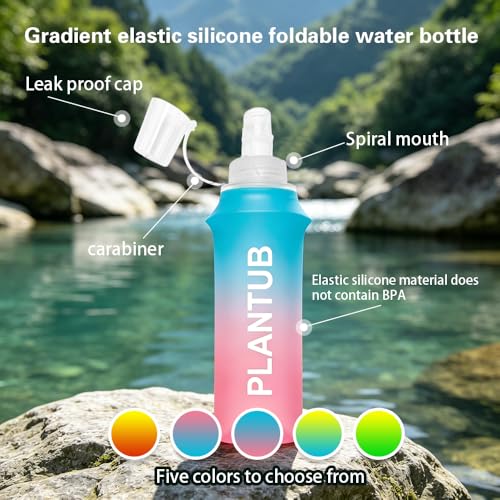 Soft Foldable Water Bottle, Gradient Blue and Pink | TPU, Collapsible Flask, Outdoor Sports, Without stand up ability - color: yellow blue