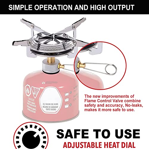 Propane Stove Portable Isobutane Camping Stove with Gas Adapter - 10,000 BTU Single Burner Backpacking Camp Stove for Hiking, Emergency, Outdoor(Include Carrying Case)