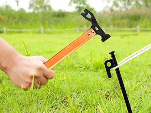 Carbon Steel Aluminum Camping Hammer, 12" Small Lightweight Three-in-One Functional Tent Stake Hammer for Hiking Kit Orange - color: Orange