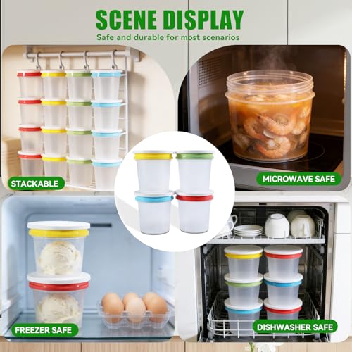 12 Pack 8.8oz Plastic Food Storage Containers with Lids, Small Meal Prep Container Jars for Food, Salad, Soup, Snack, Freezer & Lunch - color: Multicolor (12pcs 8.8oz)