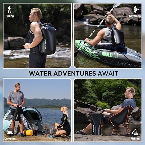 MARCHWAY Floating Waterproof Dry Bag Backpack 5L/10L/20L/30L/40L, Roll Top Sack Keeps Gear Dry for Kayaking, Rafting, Boating, Swimming, Camping, Hiking, Beach, Fishing - color: Black, size: 10L