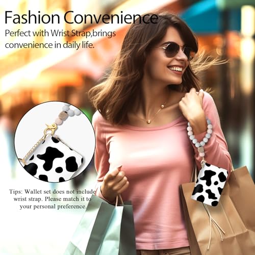 Yonlevres Credit Card Holder RFID Small Wallet Women Keychain Zipper - color: Black Cow
