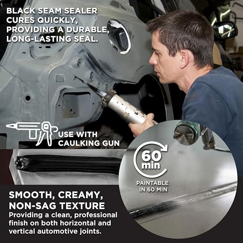 Barrier Bond Automotive Seam Sealer, 10.1oz Tube, Black | Polyurethane Sealant, Car & Panel Bond - color: Black