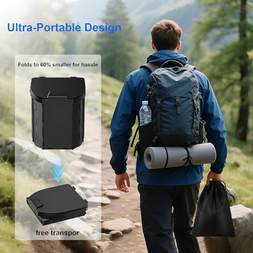 Portable Toilet for Adults, Foldable Camping Toilet Travel Floding Potty with Lid & Paper Holder, Upgrade Water Barrier,Compact Lightweight Design for Car/RV/Hiking/Beach/Camping,450lbs Capacity