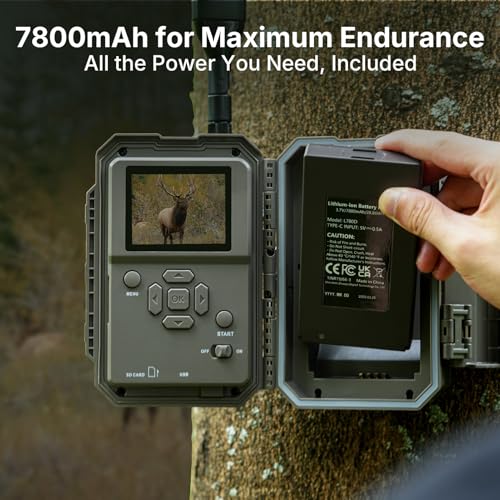 Meidase S965 Pro Cellular Trail Camera (Non-WiFi), 4G LTE Remote Monitoring, Live View, 7800mAh Battery, GPS Tracking, Multi-Cam Data Plan, Motion Activated