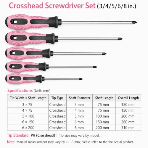 10-Piece Pink Magnetic Screwdriver Set in Storage Tube - color: Pink