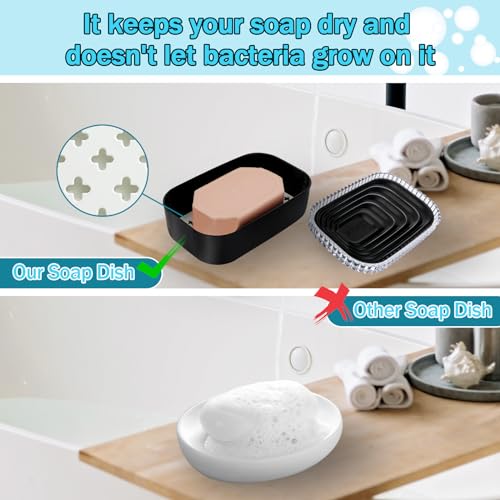 Soap Holder, Travel Soap Container with Removable Draining Layer & Soap Bag，Travel Size Toiletries，Portable Bar Soap Holder，Soap Dishes for Traveling, Camping, Gym, Bathroom(Black, 1 Pack) - color: Black Lager