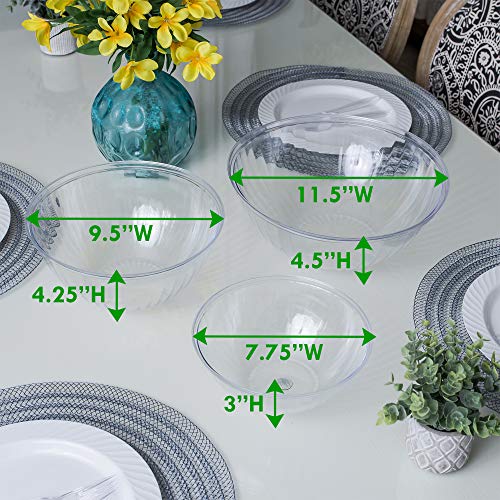PLASTICPRO Disposable Round Crystal Clear Serving Bowls With Lids 2 Sets - size: 96 OUNCE