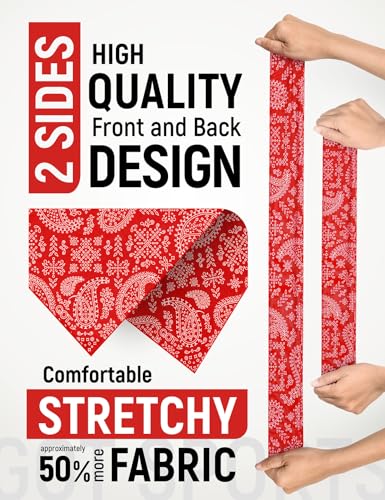 UPF 50+ Cooling Bandana for Men & Women - UV Sun Protection Neck Scarf - color: Red Paisley