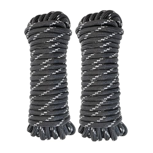 1/2 in × 100 ft Reflective Black Diamond Braided Polypropylene Rope - size: 1/2" x 100FT, style: Reflective Black