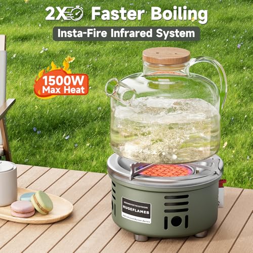 Portable Camping Stove Small Propane Butane Stove Windproof Cooking Burner Gas Stoves with Carrying Case (Infrared Stove) - style: Infrared Stove