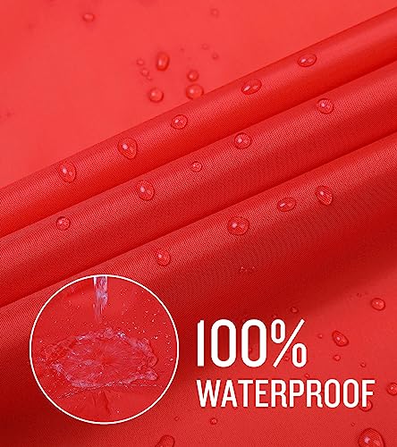 SaphiRose Lightweight Kids Rain Poncho Waterproof Jacket Zipper Up Rain Coat - color: Red, size: 13-16 Years