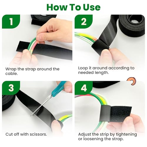 ECOHomes 1 Inch x 30 FT Double Sided Hook and Loop Roll Tape (Black) | Two Sides, Self Stick, No Adhesive, Reusable, Cable Ties Wrap for Cable Management, Heavy Duty, Extender Straps, Wire Strips - color: Black, size: 1 In x 30 FT