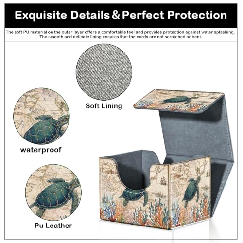 Commander Deck Box, Green Turtle Map, Magnetic Trading Card Storage - color: Green Turtle Map