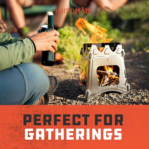 Portable Camping Stove Wood, Wood Stove Camping, Outdoor Compact Campfire, Survival Cooking Gear, Backpacking Stoves, Emergency Backpack Stoves, Hiking Burner, Foldable with Nylon Case
