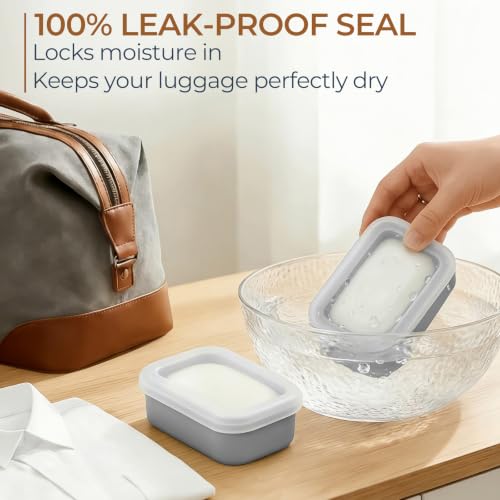 AIMAIAIMAI Compact Leakproof Travel Soap Case, Silicone Travel Soap Container, Portable Soap Box with Drainage Layer, Shatterproof Soap Holder for Bathroom, Gym (Gray) - color: Gray