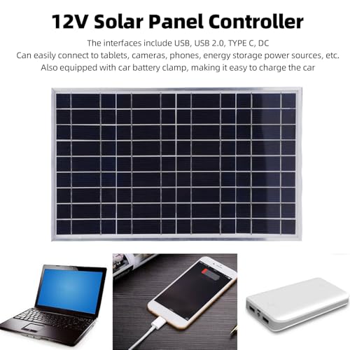 Sanpyl 100W 12V Solar Panel Kit, Portable Monocrystalline Silicon Solar Panel with Controller for Travel Outdoor, IP67 Water Proof, for RV Boat Trailer Automotive