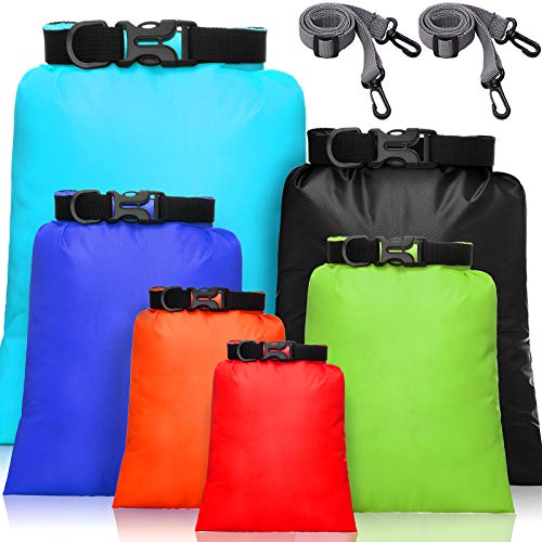 Shappy 6/12 Pcs Waterproof Dry Bags, Lightweight Outdoor Waterproof Dry Stuff Sacks 15/8/5/4/3/2 L and Long Adjustable Shoulder Strap for Kayaking Rafting Boating Hiking Camping - color: Colorful