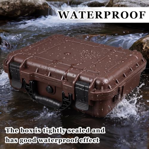 Relaxweex 1 Pcs Waterproof Hard Case with DIY Customizable Foam Insert Portable Protective Case with Knife for Camera Drones Equipments Tools Test Instruments (Brown,11.3 x 8.7 x 4.2 Inch) - color: Brown, size: 11.3 x 8.7 x 4.2 Inch