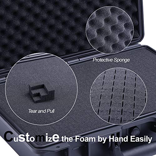 Lykus HC-3020 Waterproof Hard Case with Foam, Inner Size 10.75*6.65*7.09in - size: 10.75" × 6.65" × 7.09"