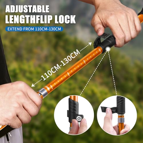 Covacure Hiking Poles Collapsible Lightweight-Aluminum 7075 Trekking Poles - color: Orange