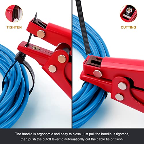 Zip Tie Tool and Tensioning and Cutting Tool for Plastic Nylon Cable Tie or Fasteners up to 0.37 Inches - color: Red