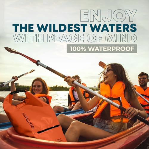Earth Pak Waterproof Dry Bag with Zippered Pocket - Waterproof Dry Bag Backpack Keeps Gear Dry - color: Orange, size: 20L