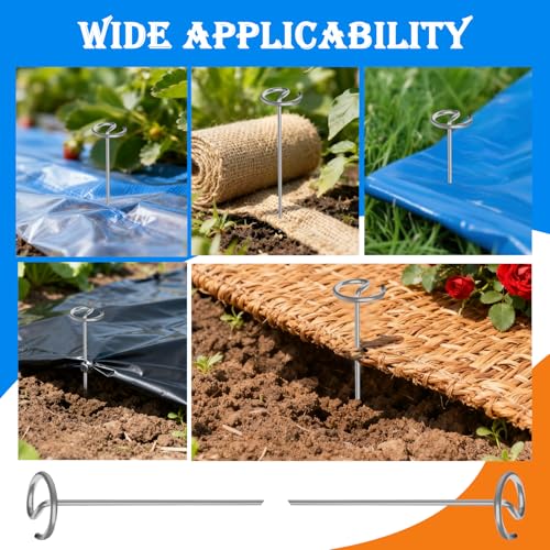 360 PCS Landscape Fabric Pins, 8 Gauge Galvanized Steel Garden Staples with 1.3 inch Larger Circle Top & Free Staple Puller - Heavy Duty Weed Barrier Pins (360 Pcs Galvanized Steel) - style: (360 Pcs Galvanized Steel)