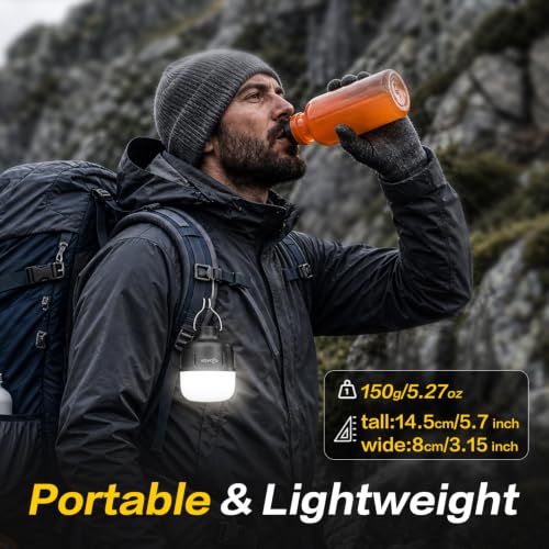 VAVOFO 20W LED Camping Lantern Rechargeable, 1200LM Camping Light, 3000mAh Portable Tent Light , IP65 Waterproof Flashlight Lanterns for Emergencies ,Power Outages,Hiking (Black) - color: Black