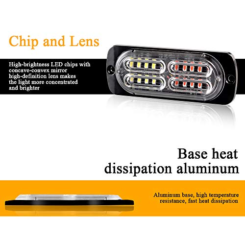 12-24V 20-LED Super Bright Emergency Strobe Warning Caution Hazard Construction Waterproof Flashing Strobe LED Light Bar Surface Mount for Car Truck SUV Van (Red White) - color: Red&White