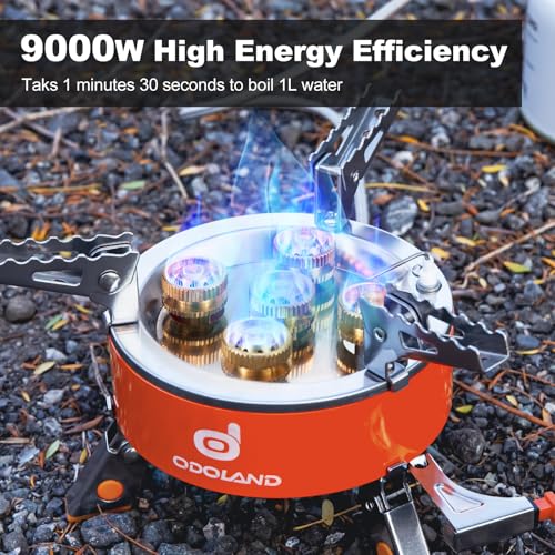 Odoland 9000W Portable Camping Stove Lightweight Camp Stove Collapsible Backpacking Stove with EVA Box for Outdoor Camping Cooking Hiking and Picnic - style: 9000W