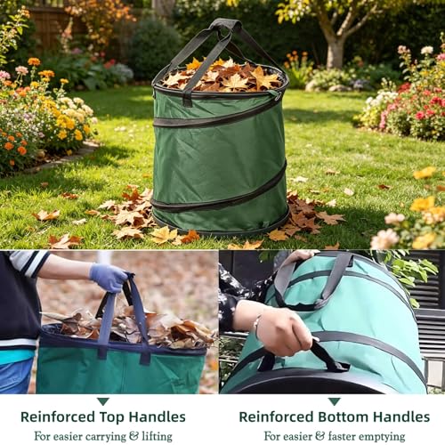44 Gallon Collapsible Yard Waste Bag with Hardshell Bottom Pop-Up Trash Can