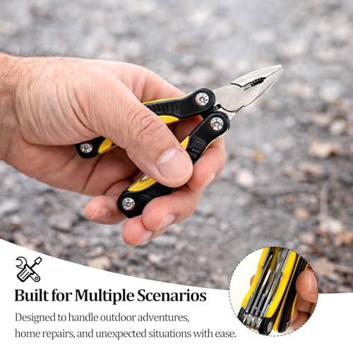 Compact 11-in-1 Mini Pocket Multitool Knife – Small Folding Pliers Tool with Blade, Screwdrivers & Nylon Sheath for EDC, Camping, Hiking