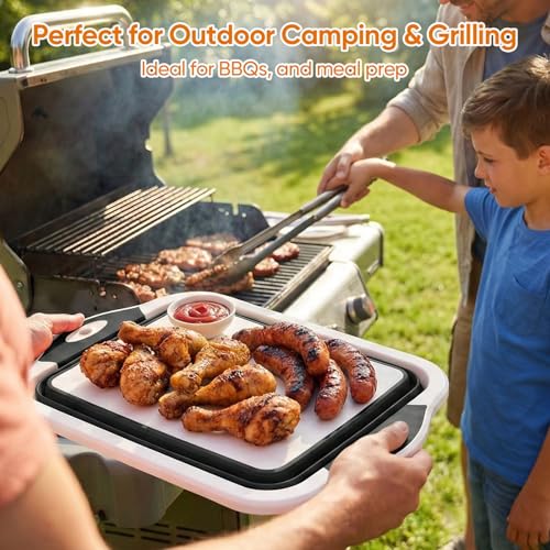 Collapsible BBQ Prep Tub with Lid, Foldable Camping Sink with Colander, Cutting Board, Dish Basin for Kitchen, Bowl, Vegetable and Fruit, Storage Basket for Picnic-Black - color: Black