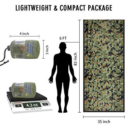 Emergency Sleeping Bag, Lightweight Survival Sleeping Bags Waterproof Thermal Emergency Blanket, Bivy Sack Survival Gear for Outdoor Adventure, Camping, Hiking, Orange, Green - color: Camouflage