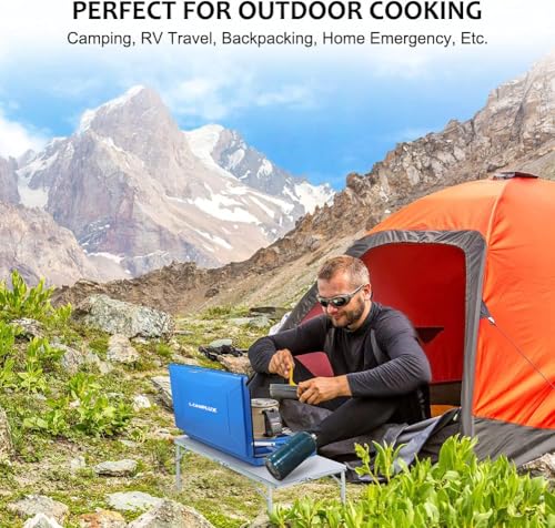 Camplux Camping Stove 20,400 BTU, 1 Grill & 2 Burners Propane Stove for Outdoor Cooking - color: Blue