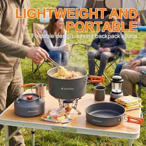 18-Piece Large Capacity Camping Cookware Set Aluminum Mess Kit