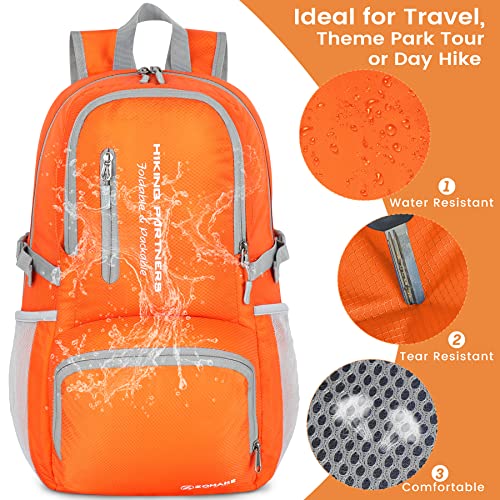 ZOMAKE Lightweight Packable Backpack, Water Resistant Foldable Daypack 35L - color: Orange, size: 35L
