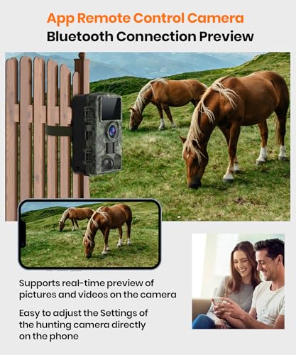 4K 48MP WiFi Trail Camera with Bluetooth App, Night Vision Game Camera, 0.05s Trigger Speed, IP66 Waterproof, 130° Wide Angle for Wildlife Monitoring