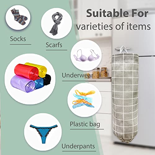 SYIPO Plastic Bag Holder, Reusable Grocery Bag Organizer, Wall Mount, Plaid Grey, 1 Pack, 15.7in x 9.8in - color: Plaid Grey