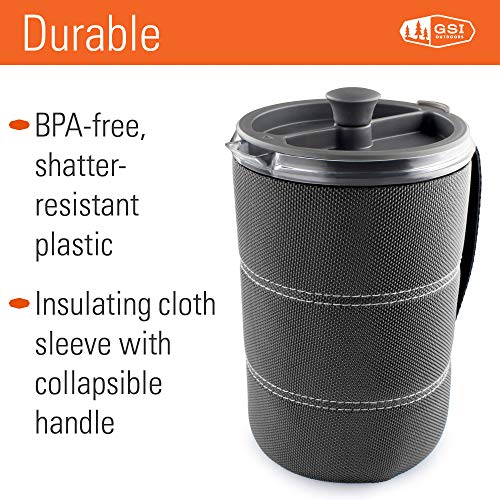 GSI Outdoors, 30 Fl Oz JavaPress, French Press Coffee Maker for Camping and Travel, Graphite - color: Graphite