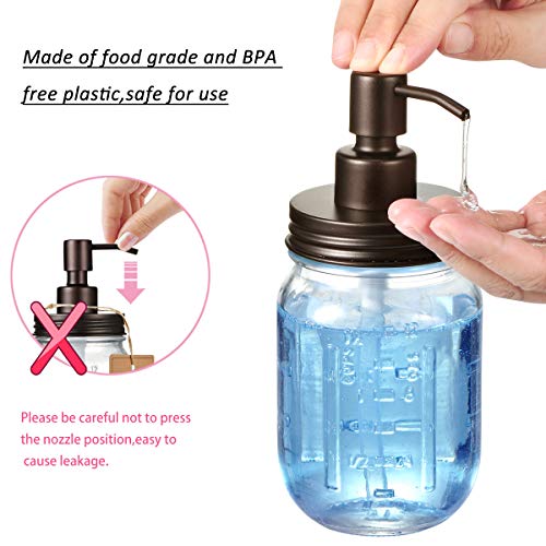 Amolliar Mason Jar Liquid Soap Dispenser Lid, Stainless Steel, Bronze 2Pack | Rust Proof Stainless Steel Soap Pump Lid, Farmhouse Decor for Kitchen, Bathroom, Refill 16OZ Lotion Soap Pump for Hand Soap - color: Bronze, size: 2 Pack