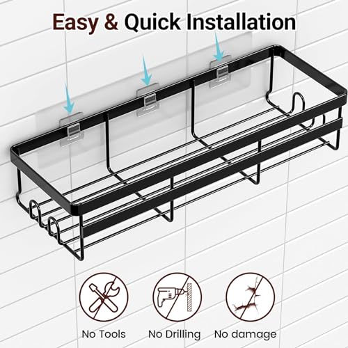 WOWBOX 2 Pack Adhesive Shower Caddies, No Drill Bathroom Shelves, Large - size: Large