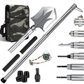 Survival Walking Stick with Camp Shovel, Heavy-Duty Hiking Staff Camping Kit - color: silvery