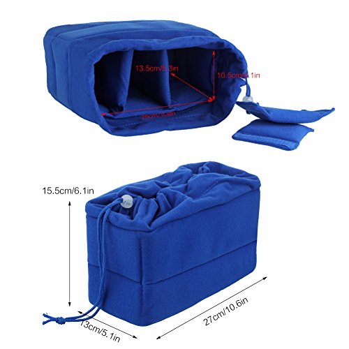 Koolertron Shockproof Camera Photo Bag for SLR TLR Camera Insert Partition Padded Case,Can be Put Directly Into the SLR Camera Bag With Freely Adjustable Compartment - color: Blue