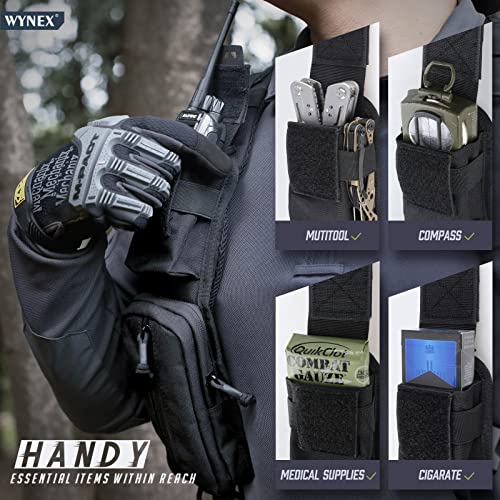 WYNEX Molle Backpack Shoulder Strap Pouches of Water Bottle Pouch Version | Tactical Accessories Backpack Strap Pouch Water Bottle Carrier Holder Molle Accessories for Backpacks - color: Black-2pcs-A+B