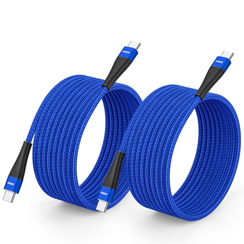 Extra Long USB C Cord 15FT, 100W USB-C to USB-C Cable Fast Charger USBC | Durable Apple USB C Cable for iPhone 17 16 15, iPad Pro, Air, Mini, MacBook Pro, Air, Samsung S26, Pixel 10 Pro XL, 9a, 10a - color: Blue, size: 15 FT - 2 Pack, style: USB C to USB