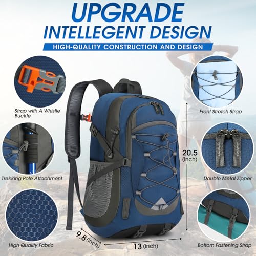 IGOLUMON Hiking Backpack 40L Packable Lightweight Camping Daypack Men Women | Multi-compartment storage Water-resistant Foldable Nylon Material Hiking Day pack for Camping Cycling Outdoor - color: Navy Blue