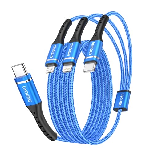 3 in 1 Charging Cable, Long Charger Cord Universal Charger 10 FT, 2 Pack | Multi Charger with Lightning, Type C, Micro USB Connectors, Phone Charger for iPhone 17 16 15, Samsung, Google Pixel Phones - color: Blue, size: 10FT, style: USB C to Multiple Conn